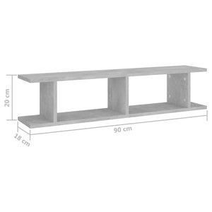 vidaXL Wall Shelf 2 pcs Concrete Grey 90x18x20 cm Engineered Wood