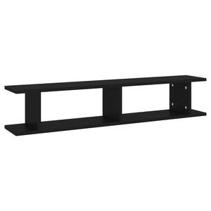 vidaXL Wall Shelf 2 pcs Black 105x18x20 cm Engineered Wood