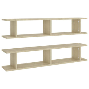 vidaXL Wall Shelf 2 pcs Sonoma Oak 105x18x20 cm Engineered Wood