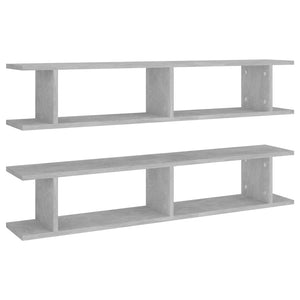 vidaXL Wall Shelf 2 pcs Concrete Grey 105x18x20 cm Engineered Wood