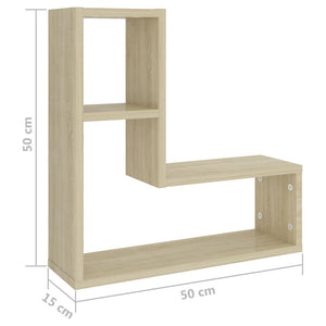 vidaXL Wall Shelf 2 pcs Sonoma Oak 50x15x50 cm Engineered Wood