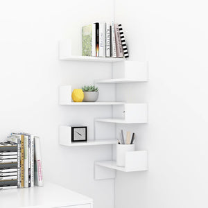 vidaXL Wall Corner Shelf 2 pcs White 40x40x50 cm Engineered Wood