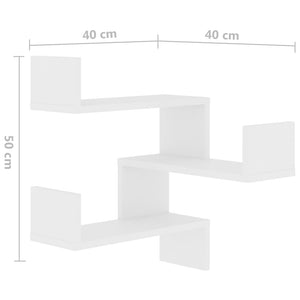 vidaXL Wall Corner Shelf 2 pcs White 40x40x50 cm Engineered Wood