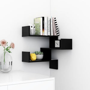 vidaXL Wall Corner Shelf Black 40x40x50 cm Engineered Wood