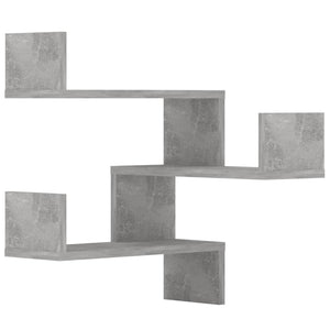 vidaXL Wall Corner Shelf 2 pcs Concrete Grey 40x40x50 cm Engineered Wood