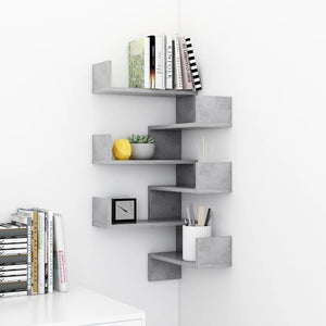 vidaXL Wall Corner Shelf 2 pcs Concrete Grey 40x40x50 cm Engineered Wood