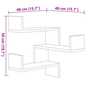 vidaXL Wall Corner Shelf 2 pcs Concrete Grey 40x40x50 cm Engineered Wood