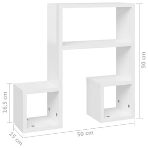 vidaXL Wall Shelf 2 pcs High Gloss White 50x15x50 cm Engineered Wood