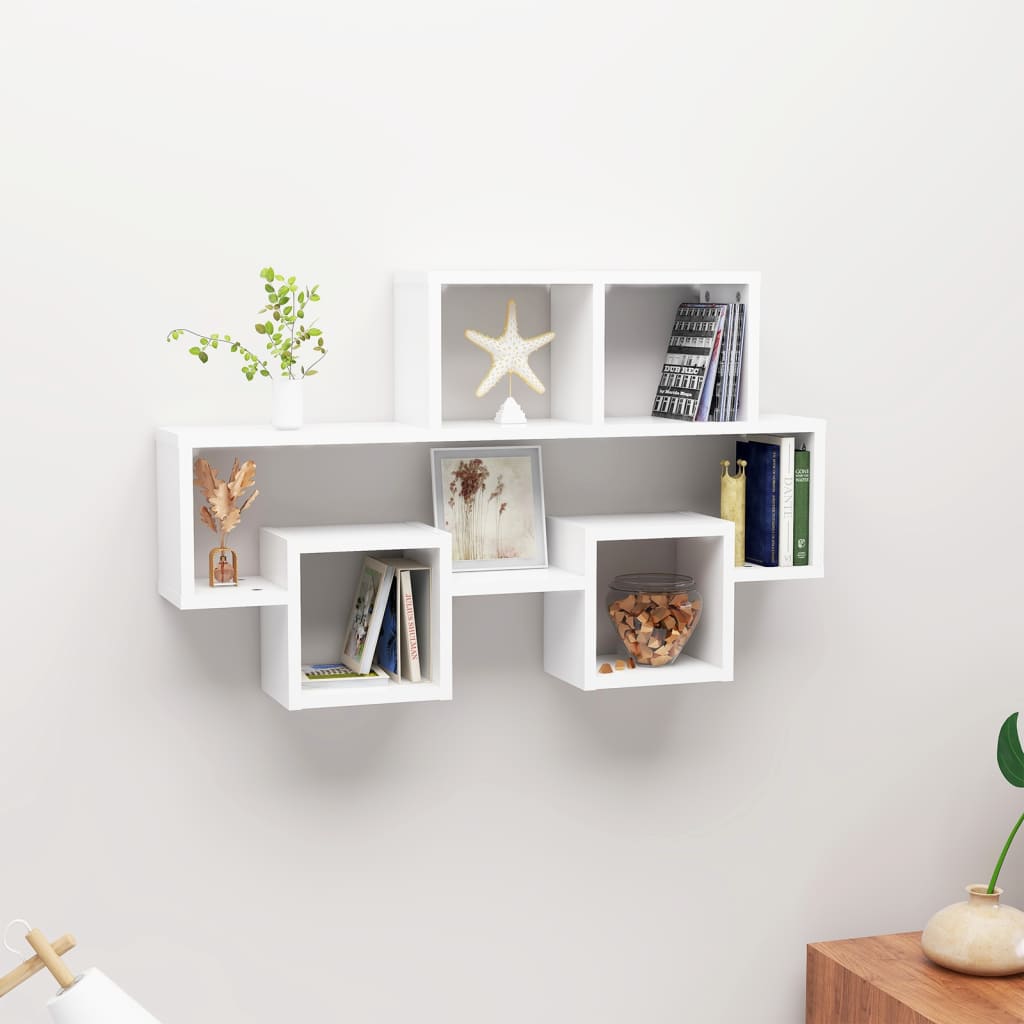 vidaXL Car-shaped Wall Shelf White 82x15x51 cm Engineered Wood