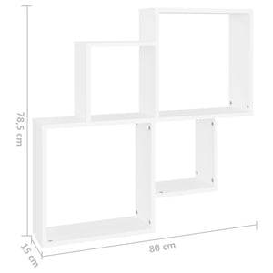 vidaXL Wall Cube Shelf White 80x15x78.5 cm Engineered Wood