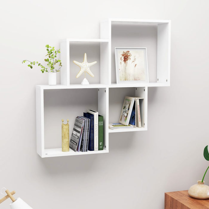 vidaXL Wall Cube Shelf White 80x15x78.5 cm Engineered Wood