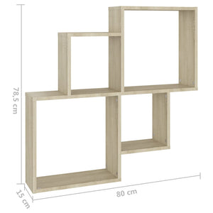 vidaXL Wall Cube Shelf Sonoma Oak 80x15x78.5 cm Engineered Wood