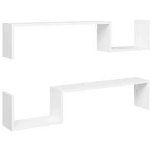 vidaXL Wall Shelf 2 pcs White 100x15x20 cm Engineered Wood