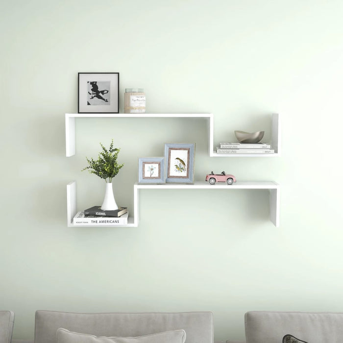 vidaXL Wall Shelf 2 pcs White 100x15x20 cm Engineered Wood