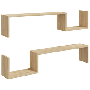 vidaXL Wall Shelf 2 pcs Sonoma Oak 100x15x20 cm Engineered Wood