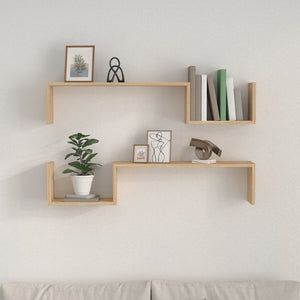 vidaXL Wall Shelf 2 pcs Sonoma Oak 100x15x20 cm Engineered Wood