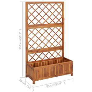 vidaXL Raised Bed with Trellis 85x38x150 cm Solid Acacia Wood