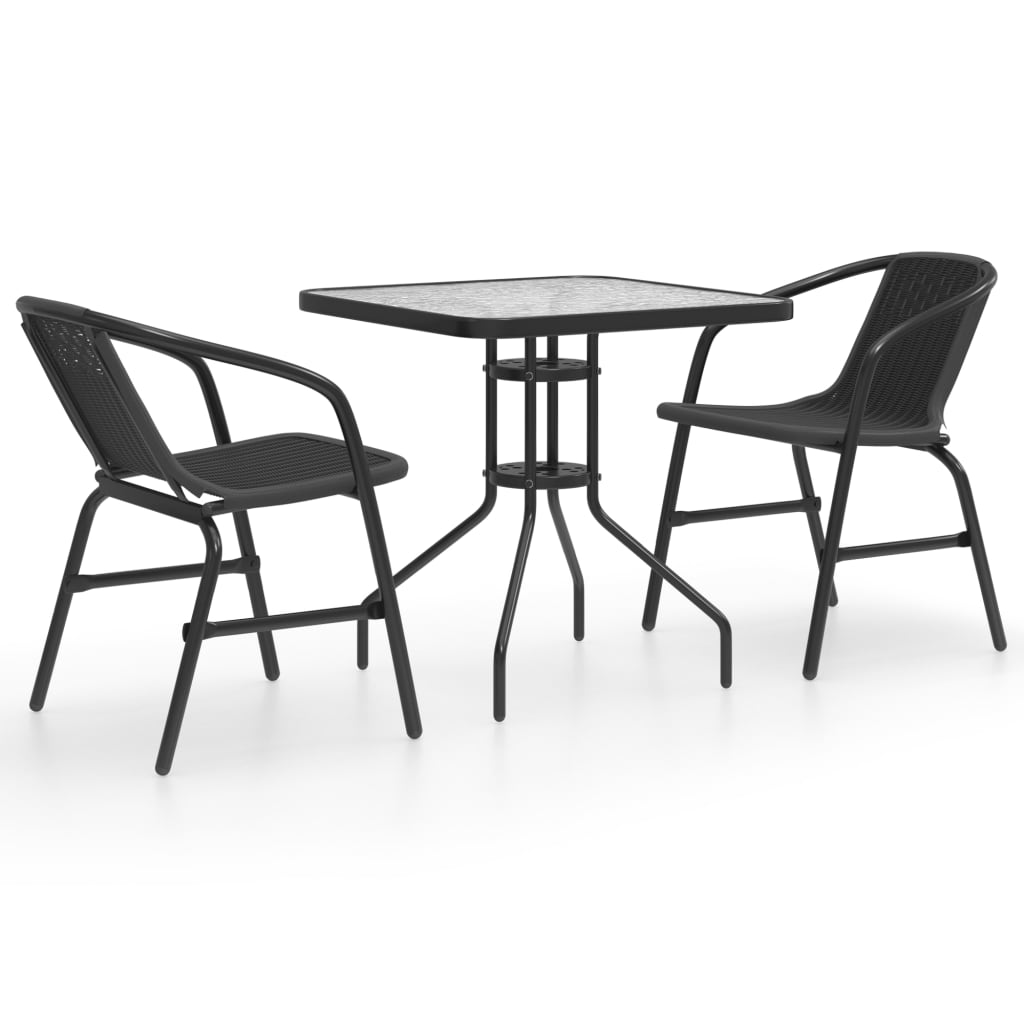 vidaXL 3 Piece Garden Dining Set Black