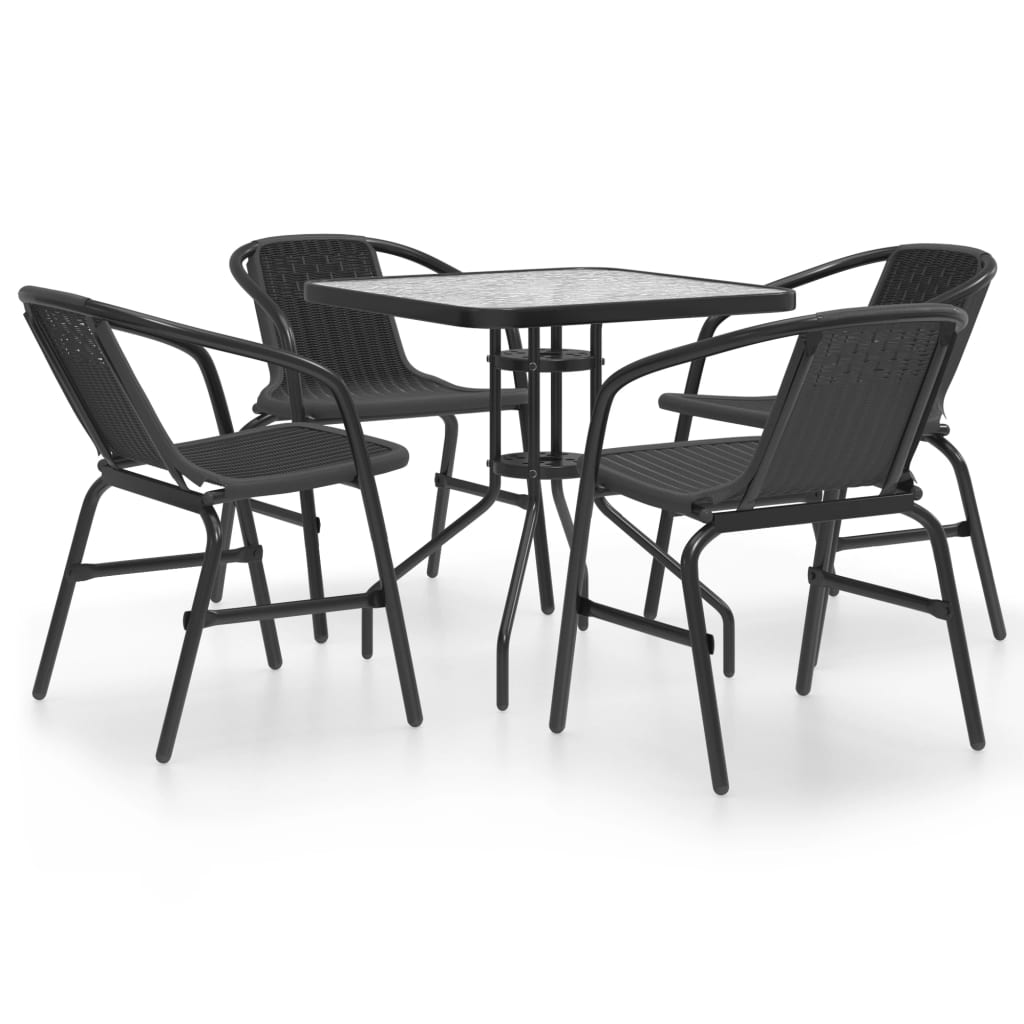 vidaXL 5 Piece Garden Dining Set Black