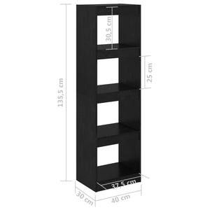 vidaXL Book Cabinet Room Divider Black 40x30x135.5 cm Pinewood