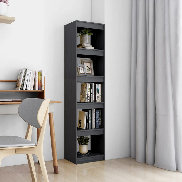 vidaXL Book Cabinet/Room Divider Grey 40x30x167.5 cm Solid Pinewood