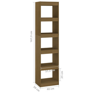 vidaXL Book Cabinet/Room Divider Honey Brown 40x30x167.5 cm Solid Pinewood