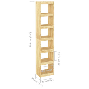 vidaXL Book Cabinet/Room Divider 40x30x199 cm Solid Pinewood