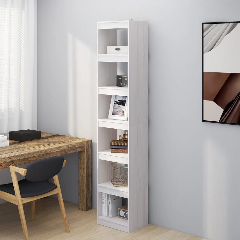 vidaXL Book Cabinet/Room Divider White 40x30x199 cm Solid Pinewood