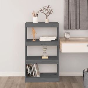 vidaXL Book Cabinet/Room Divider Grey 60x30x103.5 cm Solid Wood Pine