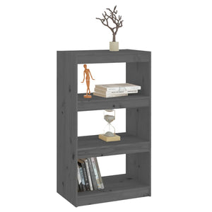 vidaXL Book Cabinet/Room Divider Grey 60x30x103.5 cm Solid Wood Pine