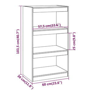 vidaXL Book Cabinet/Room Divider Grey 60x30x103.5 cm Solid Wood Pine