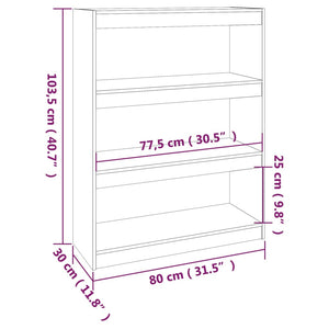 vidaXL Book Cabinet/Room Divider Black 80x30x103.5 cm Solid Wood Pine