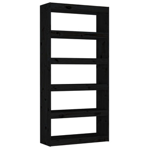 vidaXL Book Cabinet/Room Divider Black 80x30x167.4 cm Solid Wood Pine