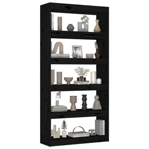 vidaXL Book Cabinet/Room Divider Black 80x30x167.4 cm Solid Wood Pine