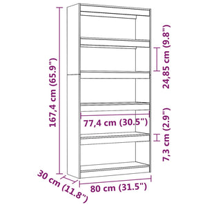 vidaXL Book Cabinet/Room Divider Black 80x30x167.4 cm Solid Wood Pine