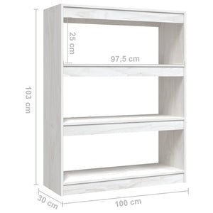 vidaXL Book Cabinet/Room Divider White 100x30x103 cm Solid Pinewood