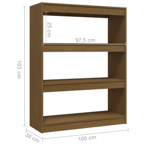 vidaXL Book Cabinet/Room Divider Honey Brown 100x30x103 cm Solid Pinewood