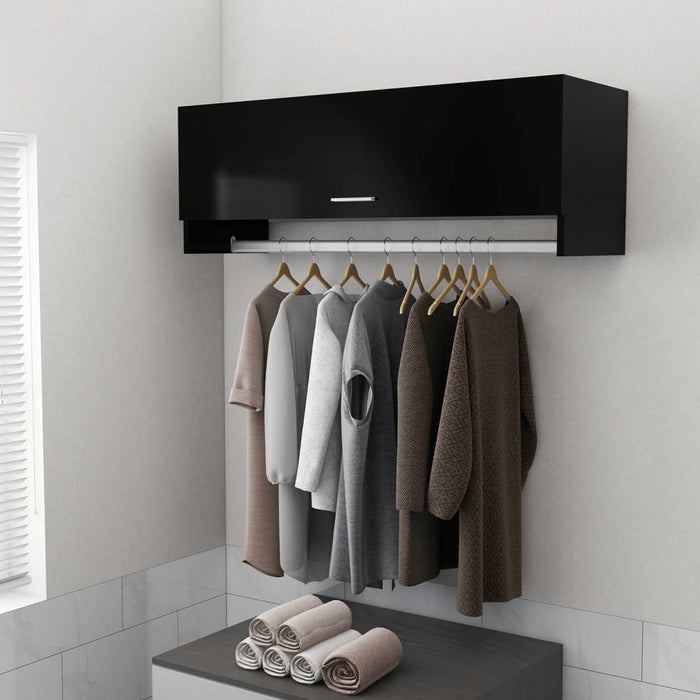 vidaXL Wardrobe Black 100x32.5x35 cm Engineered Wood