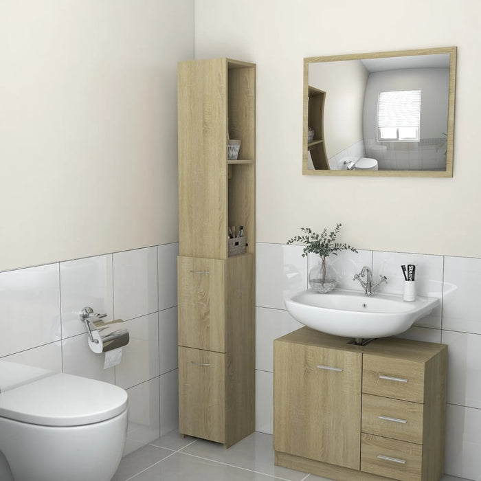 vidaXL Bathroom Cabinet Sonoma Oak 25x26.5x170 cm Engineered Wood