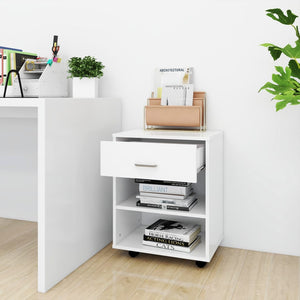 vidaXL Rolling Cabinet White 46x36x59 cm Engineered Wood