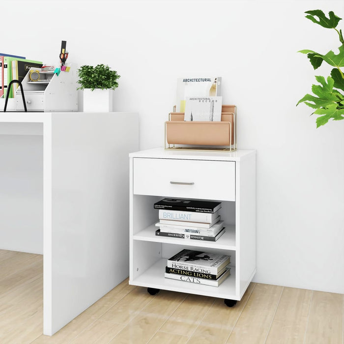 vidaXL Rolling Cabinet White 46x36x59 cm Engineered Wood