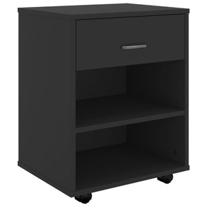 vidaXL Rolling Cabinet Black 46x36x59 cm Engineered Wood