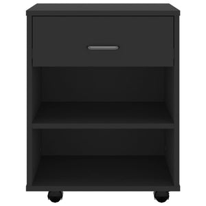 vidaXL Rolling Cabinet Black 46x36x59 cm Engineered Wood