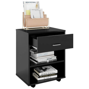 vidaXL Rolling Cabinet Black 46x36x59 cm Engineered Wood