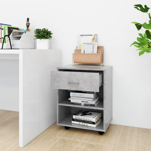 vidaXL Rolling Cabinet Concrete Grey 46x36x59 cm Engineered Wood