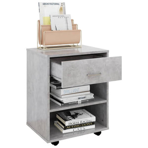 vidaXL Rolling Cabinet Concrete Grey 46x36x59 cm Engineered Wood