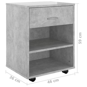 vidaXL Rolling Cabinet Concrete Grey 46x36x59 cm Engineered Wood