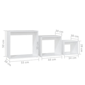 vidaXL Nesting Tables 3 pcs White Engineered Wood