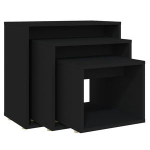 vidaXL Nesting Tables 3 pcs Black Engineered Wood