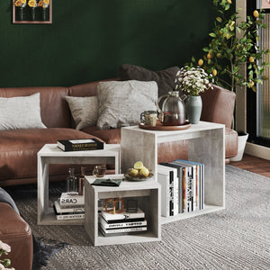 vidaXL Nesting Tables 3 pcs Concrete Grey Engineered Wood